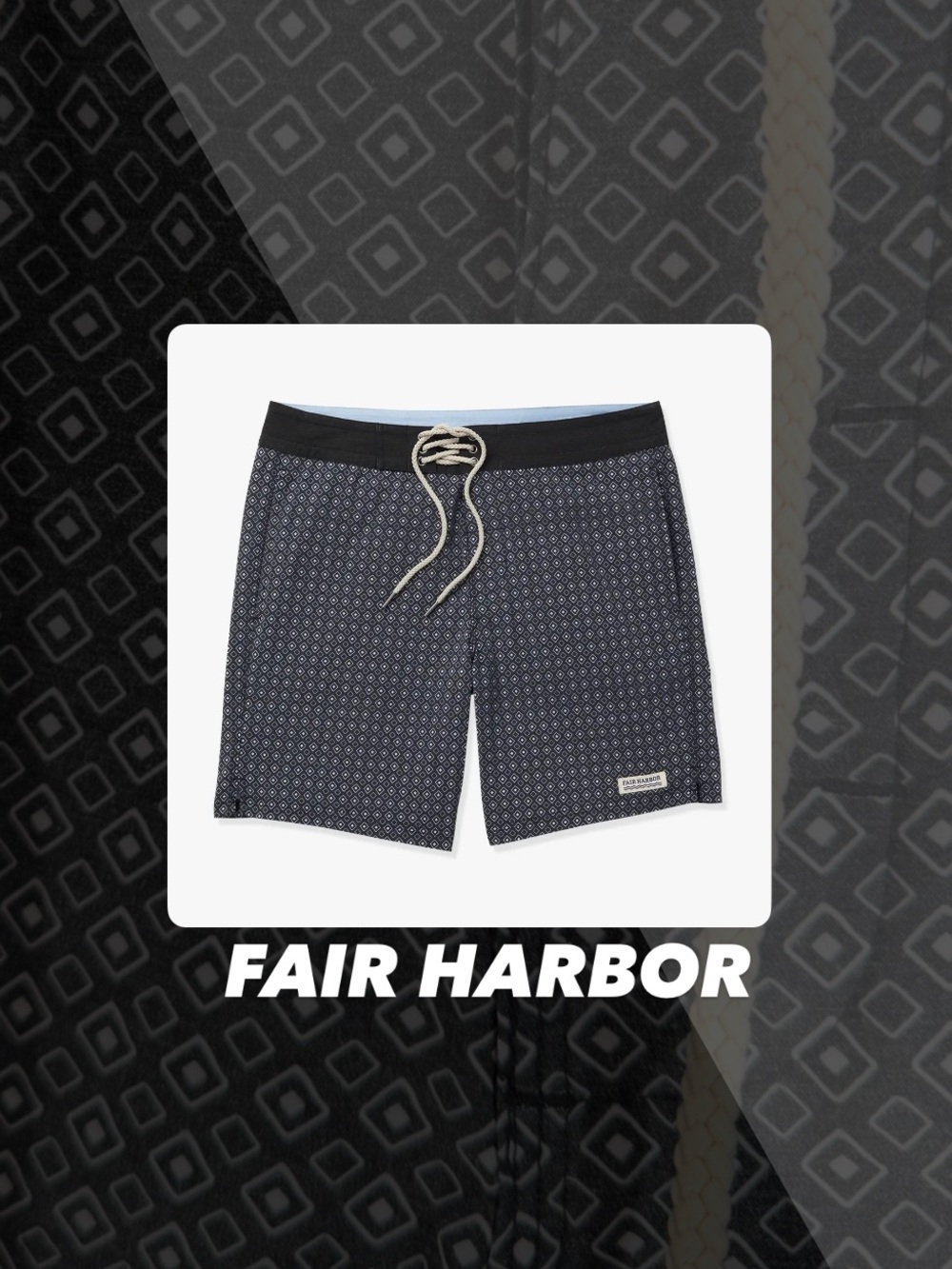 EUC Fair Harbor Grey Geometric Nautilus Board Shorts